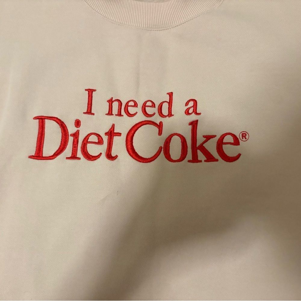 “I need a Diet Coke” Embroidered Cream Sweatshirt - Picture 2 of 6